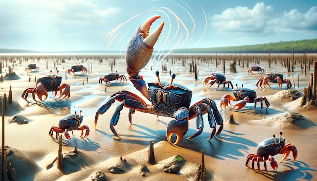 News English: Bài hát của cua Những rung động đặc biệt từ cua đàn hương thu hút bạn tình—và đẩy lùi kẻ thù Crab Songs – Special fiddler crab vibrations attract mates—and deter foes